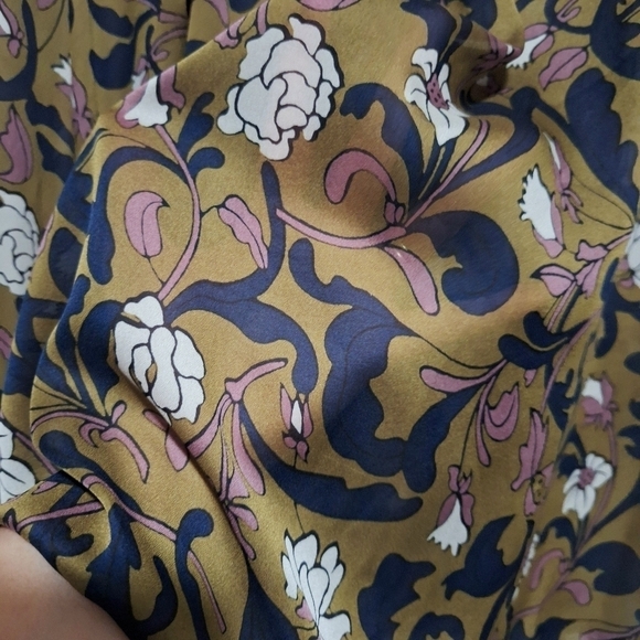 Ann Taylor LOFT Womens Chiffon Floral V-Neck Tie Blouse Longsleeve - Picture 3 of 8